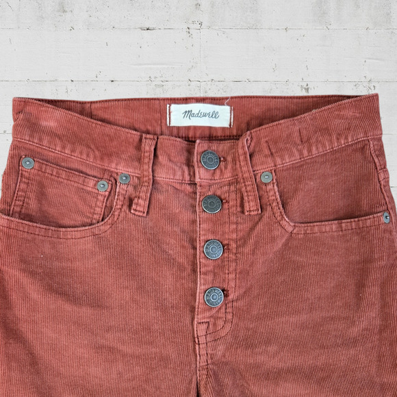 Madewell Terracotta Corduroy Cropped Cali Demi Boot Cut Flare Jeans Size 24 - Picture 3 of 10